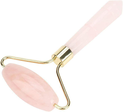 Gancon ナチュラルピンククリスタルマッサージャーボディフェイスマッサージローラーしわ除去スキンケア美容ツール - 画像 (3)