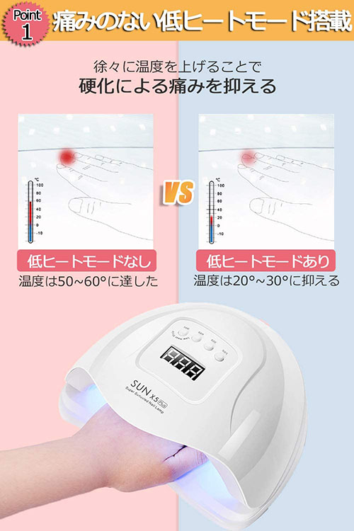 UVライト レジン用 硬化ライト ネイルライト UV波長照射強度80W 痛みのない低ヒート機能 - 画像 (2)